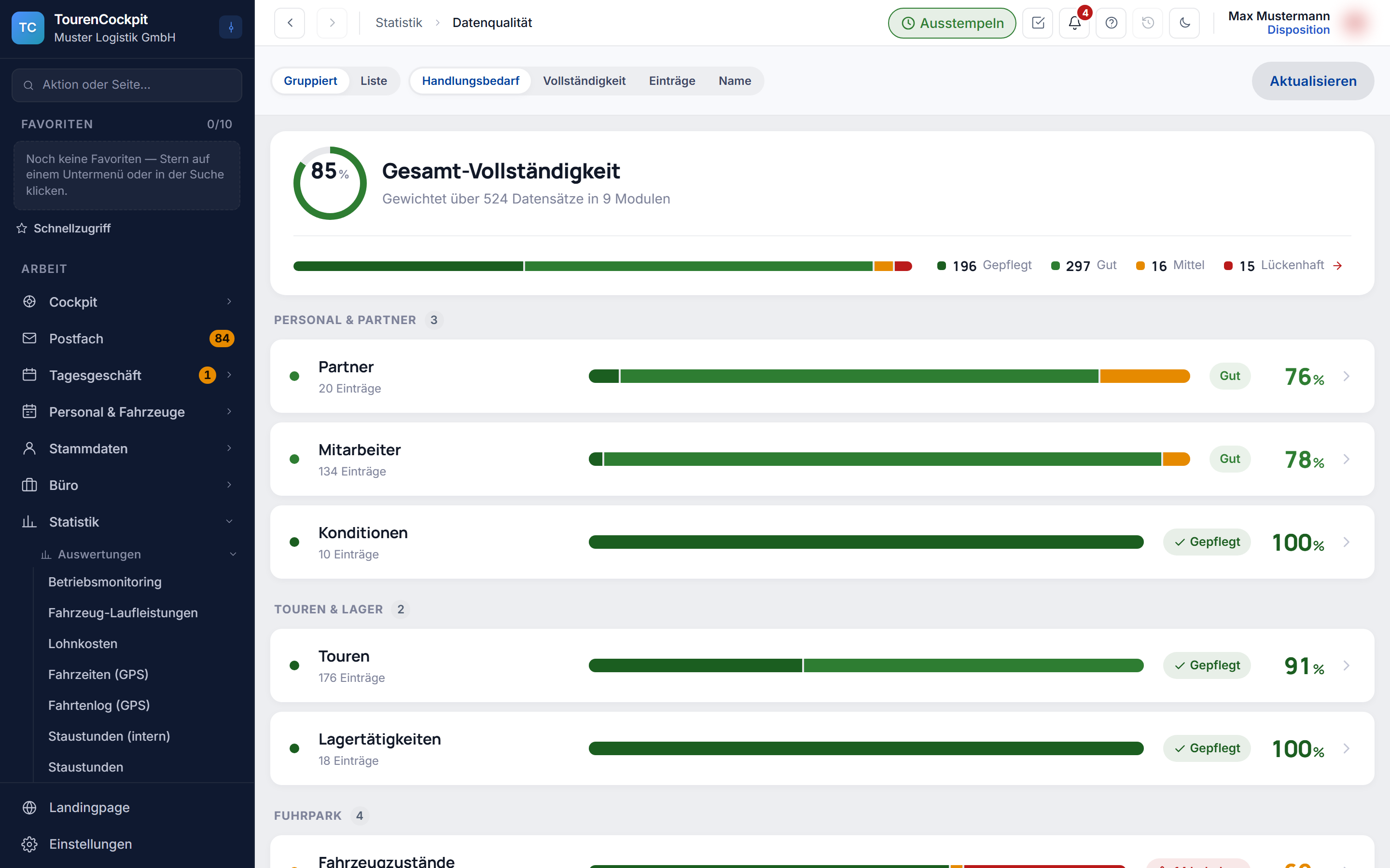 Datenqualität: wo in den Stammdaten etwas fehlt
